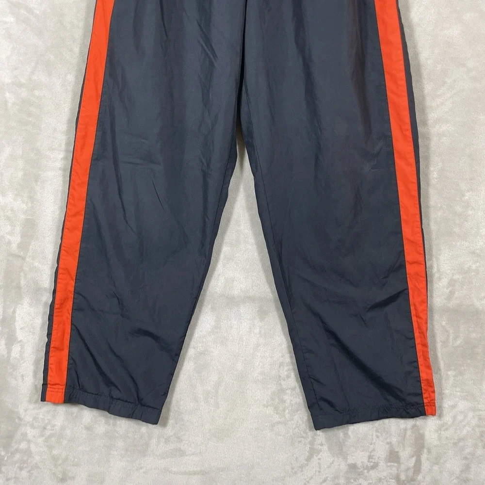 Vtg Y2K Nike Track Pants Mens Medium Black Orange Lined Logo Techno 2000s Nylon